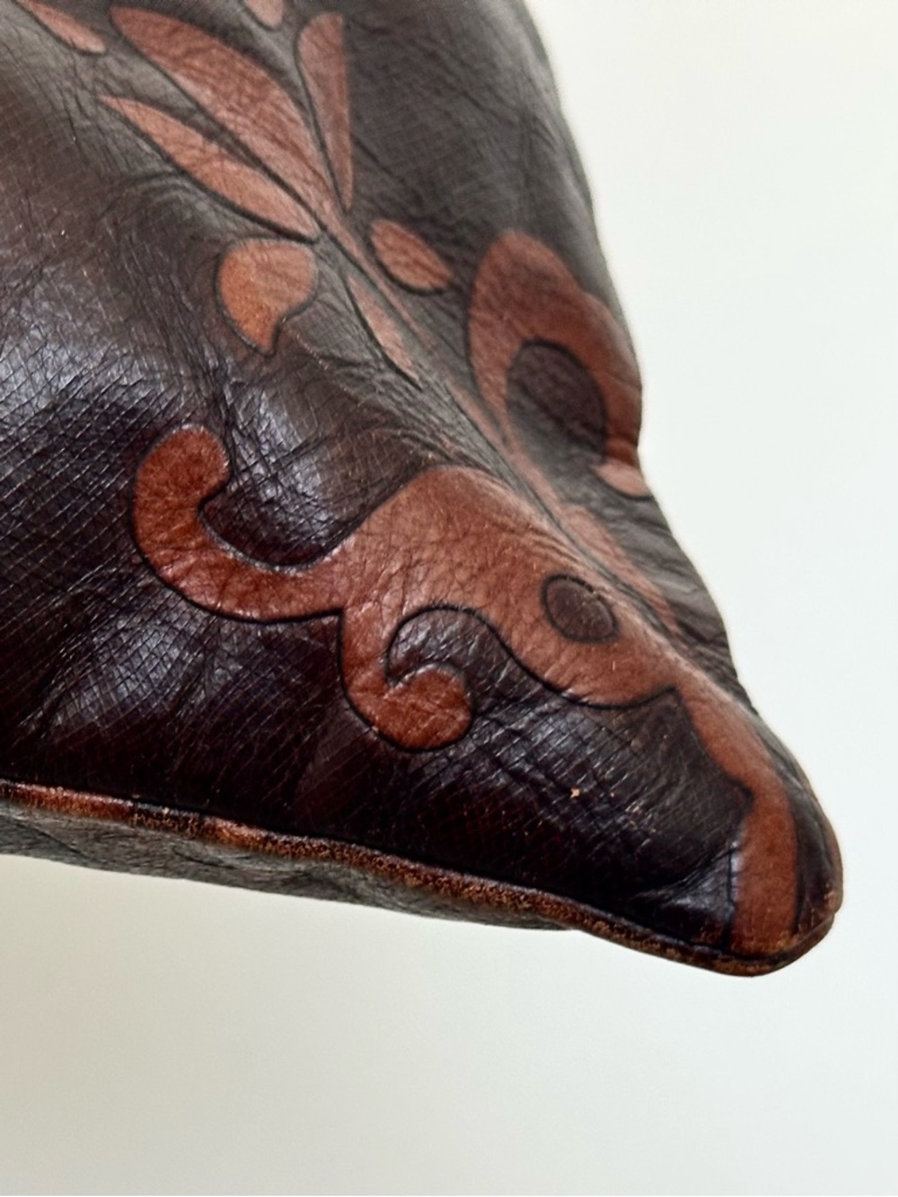 Falor le Borse Hand Tooled Leather Tote Bag in Brown - Picture 5 of 15